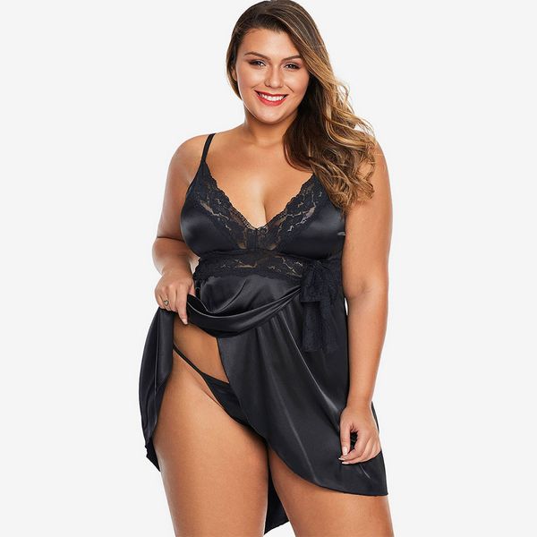 rosegal lace panel satin bowknot overlap t back plus size babydoll high waist women dresses set adjusted-straps mini dress, Black;gray
rosegal lace panel satin bowknot overlap t back plus size babydoll high waist women dresses set adjusted-straps mini dress, Black;gray