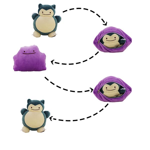 32cm changeable two style in one snorlax plush toy 2 in 1 ditto metamon snorlax inside out double zipper japan plush doll y200109
32cm changeable two style in one snorlax plush toy 2 in 1 ditto metamon snorlax inside out double zipper japan plush doll y200109