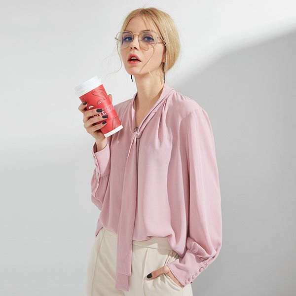fashion 2019 summer and autumn chiffon blouse v-neck womens and blouses pink long sleeve top, White
fashion 2019 summer and autumn chiffon blouse v-neck womens and blouses pink long sleeve top, White