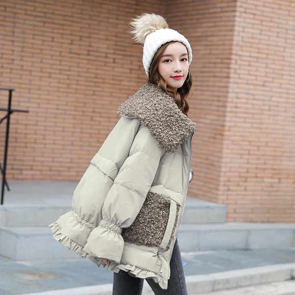 down jacket 2020 new women's long section explosion models large size loose net red lamb wool stitching fishtail jacket tide, Black
down jacket 2020 new women's long section explosion models large size loose net red lamb wool stitching fishtail jacket tide, Black