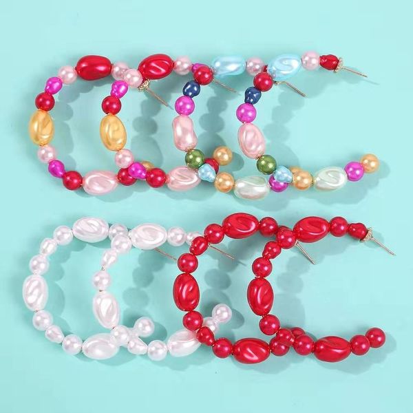 colorful pearl hoop earrings for women luxury designer vintage pearls hoops c beads red huggie earring jewelry engagement wedding love gift, Golden;silver
colorful pearl hoop earrings for women luxury designer vintage pearls hoops c beads red huggie earring jewelry engagement wedding love gift, Golden;silver