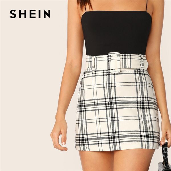 shein ladies white buckle belted plaid skirt korean style women preppy high waist skirt stretchy spring summer mini, Black
shein ladies white buckle belted plaid skirt korean style women preppy high waist skirt stretchy spring summer mini, Black