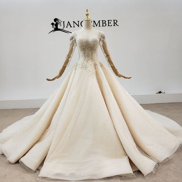 2020 wedding dress o-neck three quarter sleeves elegant pearls crystals beading back lace up white sheer neck dress ball gowns bridal 
2020 wedding dress o-neck three quarter sleeves elegant pearls crystals beading back lace up white sheer neck dress ball gowns bridal