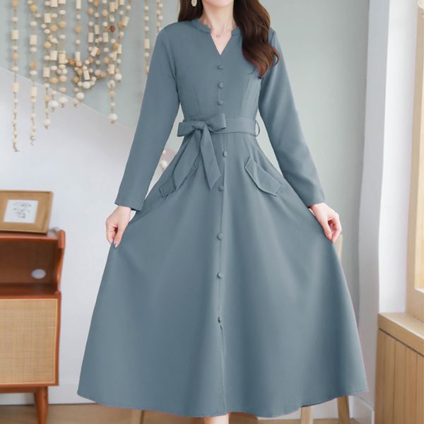 long sleeve long dress women 2019 new autumn winter dress fashion temperament plus size elegant dresses clothes, Black;gray
long sleeve long dress women 2019 new autumn winter dress fashion temperament plus size elegant dresses clothes, Black;gray