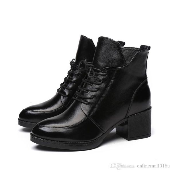 women shoes boots vintage genuine leather snow winter plush fur warm lace up ankle mother, Black
women shoes boots vintage genuine leather snow winter plush fur warm lace up ankle mother, Black