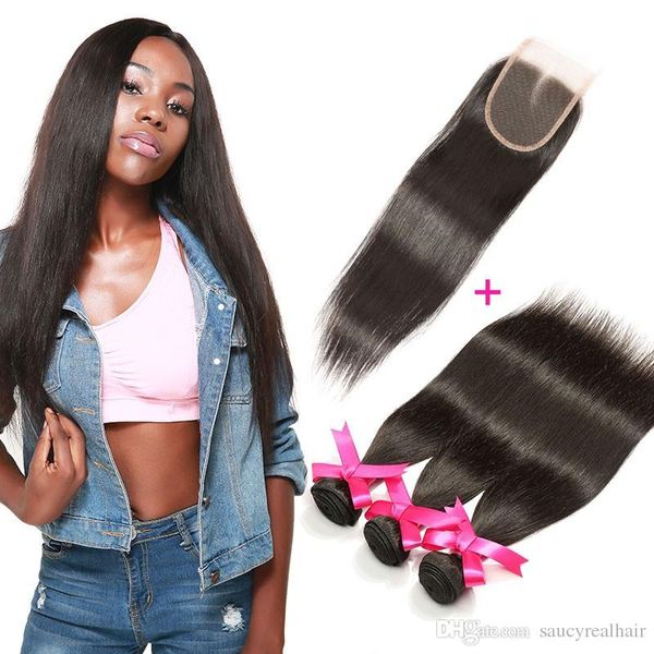 brazilian straight human hair weaves extensions natural color 3 bundles with closure part double weft 100g, Black
brazilian straight human hair weaves extensions natural color 3 bundles with closure part double weft 100g, Black