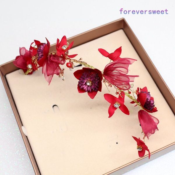 lovely dark red crepe flower bride headdress beauty bride headpiece wedding hair accessories, Golden;white
lovely dark red crepe flower bride headdress beauty bride headpiece wedding hair accessories, Golden;white