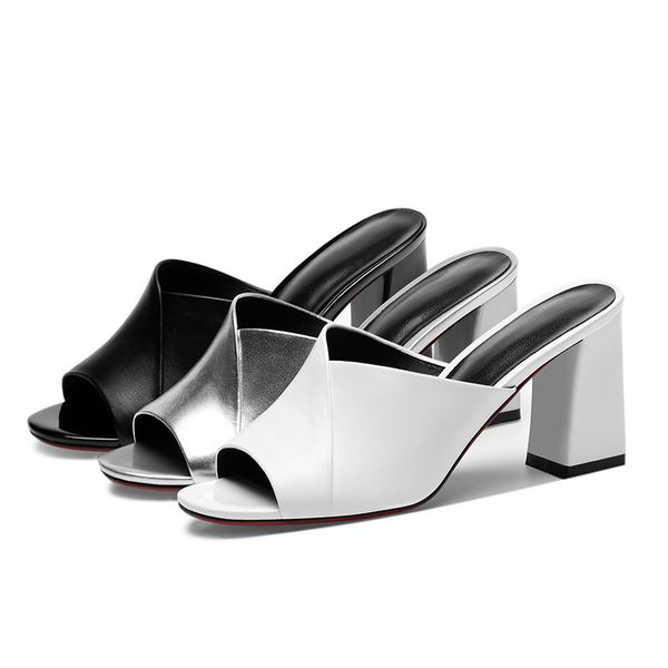 pgxxzlx women's slippers 2020 summer genuine leather women shoes fashion mules shoes thick heel silver slipper womens slides, Black
pgxxzlx women's slippers 2020 summer genuine leather women shoes fashion mules shoes thick heel silver slipper womens slides, Black