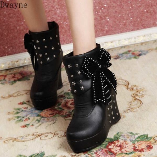 wedge ankle boots female 2020 autumn and winter korean version of the bow rivet women's boots, Black
wedge ankle boots female 2020 autumn and winter korean version of the bow rivet women's boots, Black