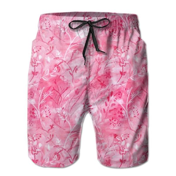 men beach shorts quick-drying men swimming trunks pink botanical swimwear swimsuit beachwear beach bathing shorts, White;black