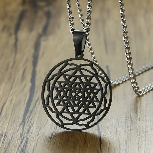 men sri yantra mandala pendant necklace in black lucky charm stainless steel blessed energized spiritual jewelry 24 inch, Silver
men sri yantra mandala pendant necklace in black lucky charm stainless steel blessed energized spiritual jewelry 24 inch, Silver