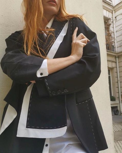 2020 summer fashion women patchwork loose blazer jacket female coat asymmetrical outerwear ddxgz2, White;black 
2020 summer fashion women patchwork loose blazer jacket female coat asymmetrical outerwear ddxgz2, White;black