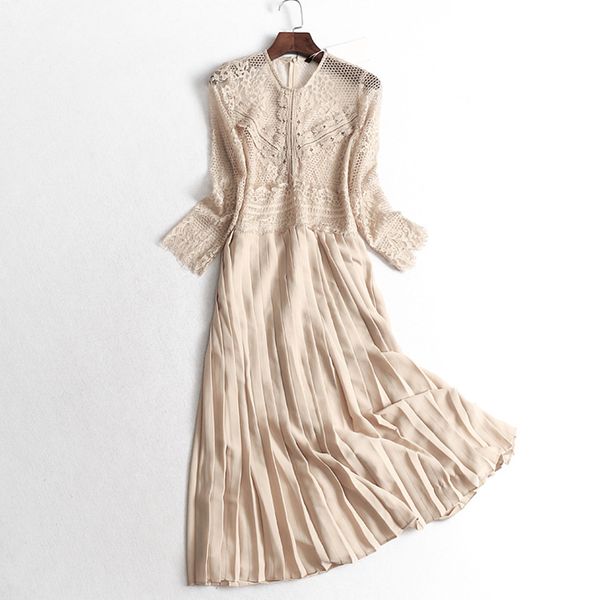 new o neck lace patchwork pleated fairy dress women solid color sweet vestidos, Black;gray
new o neck lace patchwork pleated fairy dress women solid color sweet vestidos, Black;gray