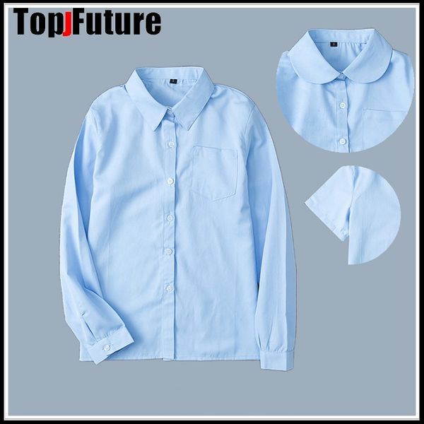jk uniforms female students summer work clothes sharp collar round neck work clothes blouse shirt blue long short sleeve shirt, White
jk uniforms female students summer work clothes sharp collar round neck work clothes blouse shirt blue long short sleeve shirt, White