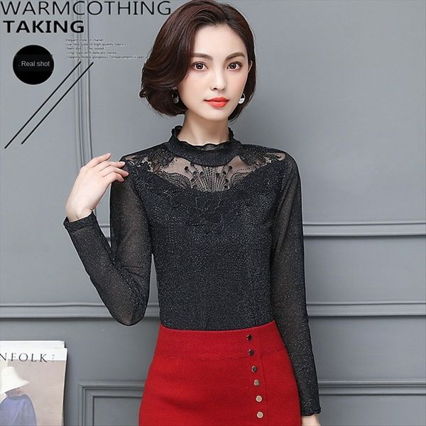 2019 wooden ear round collar diamond middle-aged women's mother base shirt slim versatile long sleeve t-shirt, White
2019 wooden ear round collar diamond middle-aged women's mother base shirt slim versatile long sleeve t-shirt, White