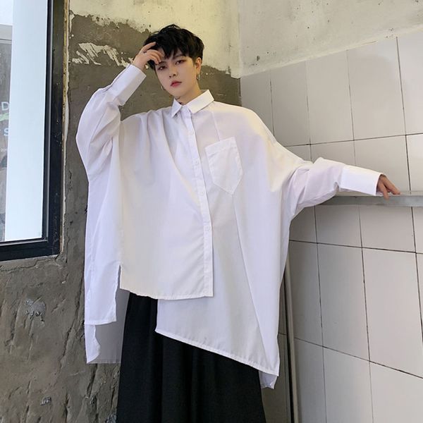 men long sleeve asymmetric design loose black white shirt male japan streetwear hip hop gothic casual shirts, White;black
men long sleeve asymmetric design loose black white shirt male japan streetwear hip hop gothic casual shirts, White;black