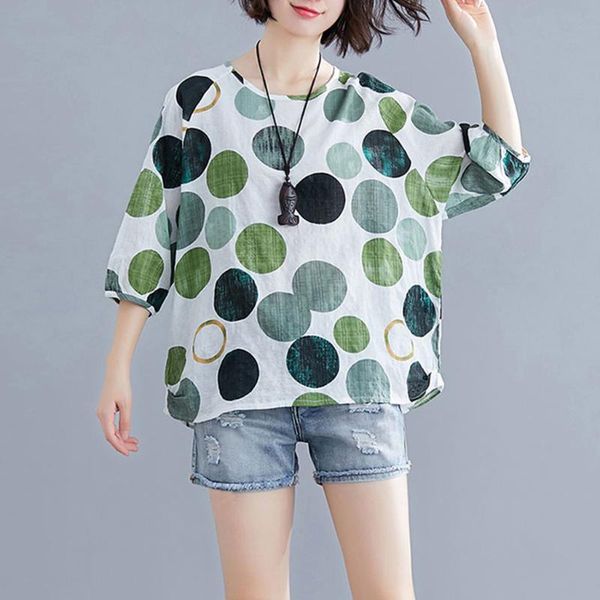 women's blouses & shirts dot women shirt summer blouse fashion print o-neck printed ladies clothing bluzki damskie mujer verano, White
women's blouses & shirts dot women shirt summer blouse fashion print o-neck printed ladies clothing bluzki damskie mujer verano, White