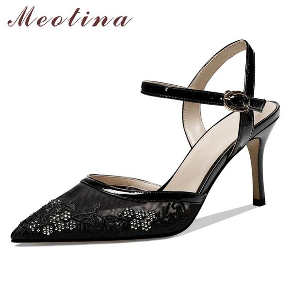 meotina high heels women pumps mesh cutout buckle thin high heel party shoes crystal pointed toe shoes female spring size 33-39, Black
meotina high heels women pumps mesh cutout buckle thin high heel party shoes crystal pointed toe shoes female spring size 33-39, Black