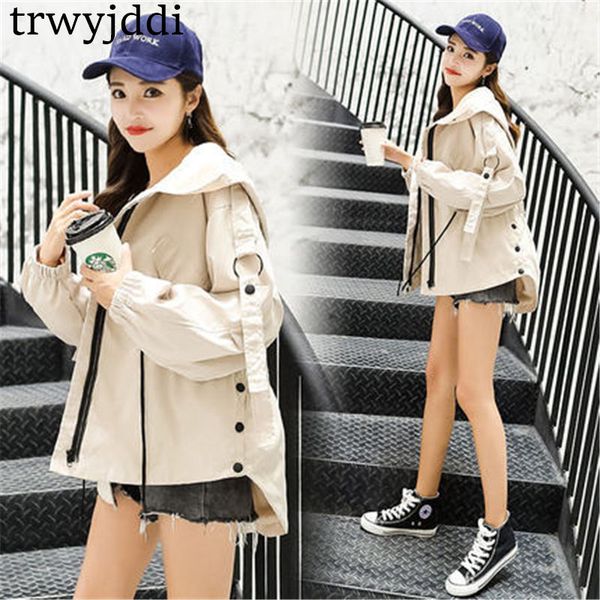 2019 new korean spring autumn women's coats loose bf harajuku short windbreaker jacket female outerwear n379, Tan;black
2019 new korean spring autumn women's coats loose bf harajuku short windbreaker jacket female outerwear n379, Tan;black