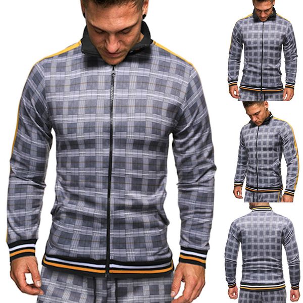 fashion mens hooded sportswear 2019 autumn and winter zipper plaid sportswear comfortable jacket long sleeve hip hop men coat, Black;brown
fashion mens hooded sportswear 2019 autumn and winter zipper plaid sportswear comfortable jacket long sleeve hip hop men coat, Black;brown