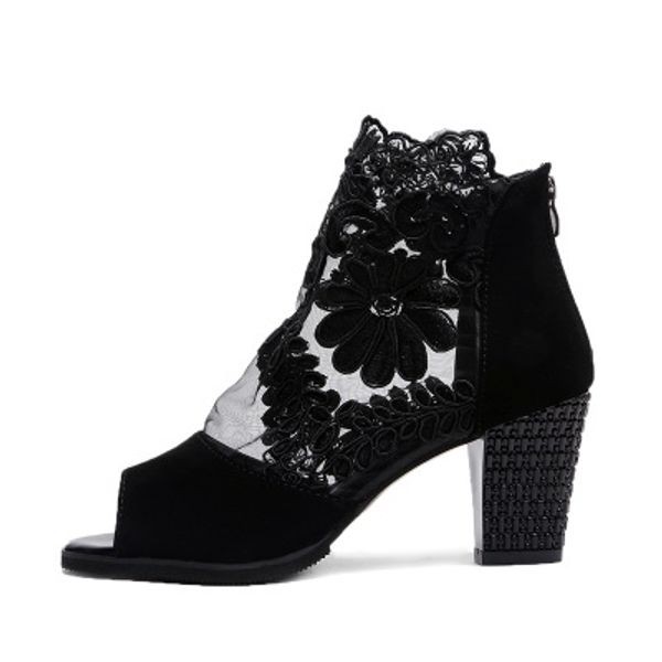 loecktty 2019 new high-heeled shoes with coarse gauze lace fish mouth sandals women sandals, Black
loecktty 2019 new high-heeled shoes with coarse gauze lace fish mouth sandals women sandals, Black