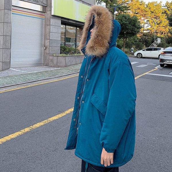 2019 new japanese winter large size simple big fur collar harajuku trend loose version men's thick casual cotton coat, Black
2019 new japanese winter large size simple big fur collar harajuku trend loose version men's thick casual cotton coat, Black