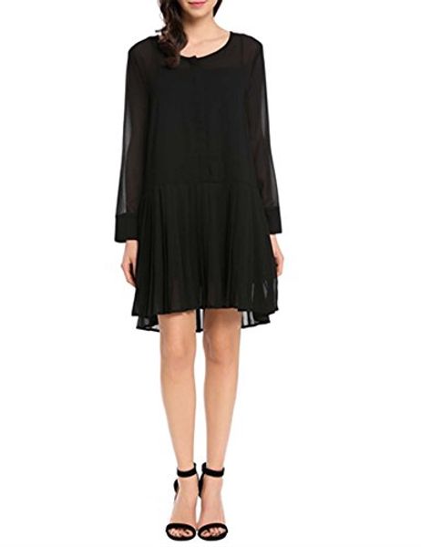 acevog women's long sleeve loose casual tunic flare pleated chiffon dress, Black;gray
acevog women's long sleeve loose casual tunic flare pleated chiffon dress, Black;gray