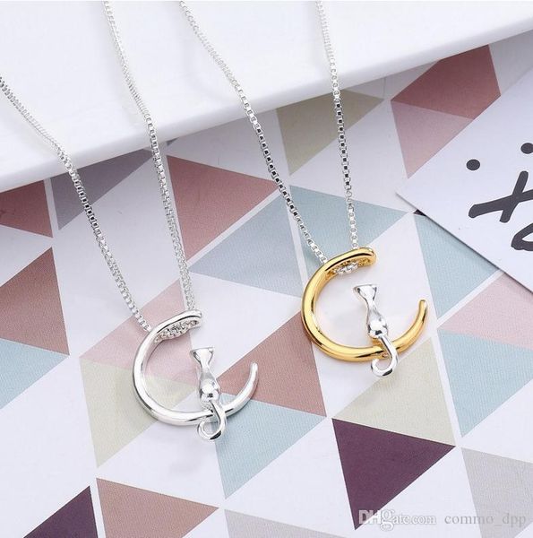 new cute cat moon shape pendant necklace for women gold silver animal silver box chains fashion jewelry gift
new cute cat moon shape pendant necklace for women gold silver animal silver box chains fashion jewelry gift