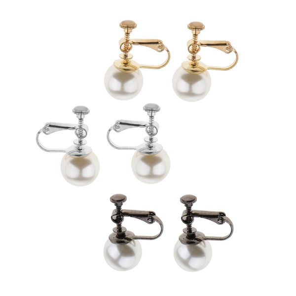 3 pair u-shaped imitation pearl non piercing ear clips screw back findings for non-pierced ears, Golden
3 pair u-shaped imitation pearl non piercing ear clips screw back findings for non-pierced ears, Golden