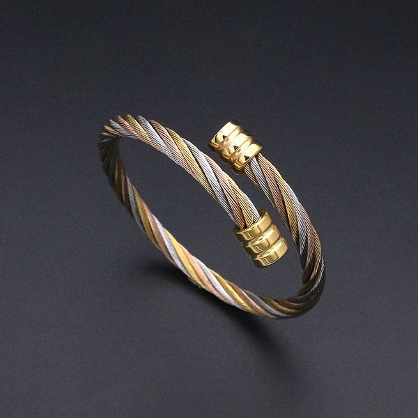 new arrival women fashion bracelet rose gold silver color stainless steel twisted wire cuff bracelet bangle for women jewelry, Black
new arrival women fashion bracelet rose gold silver color stainless steel twisted wire cuff bracelet bangle for women jewelry, Black