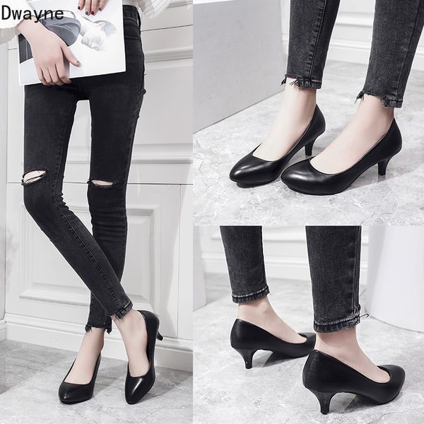 2019 spring new pointed shallow mouth high heels korean fashion casual low-heeled professional work shoes, Black
2019 spring new pointed shallow mouth high heels korean fashion casual low-heeled professional work shoes, Black
