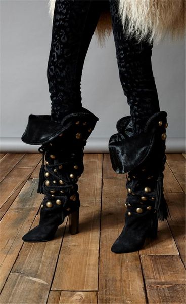 dipsloot new winter women warming fold lace up rivets pointed toe chunky heels tassel knee high boots lady slip-on shoes, Black
dipsloot new winter women warming fold lace up rivets pointed toe chunky heels tassel knee high boots lady slip-on shoes, Black