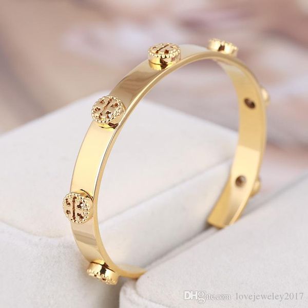 stainless steel round gold rivet bangle with inverted t design for women silver rose gold hollow out logo open pulsera bracelet fine jewelry, Black
stainless steel round gold rivet bangle with inverted t design for women silver rose gold hollow out logo open pulsera bracelet fine jewelry, Black