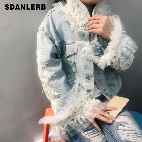 2019 autumn fashion short denim jacket women turn down collar beaded mesh lace embroidered jeans coat, Black;brown
2019 autumn fashion short denim jacket women turn down collar beaded mesh lace embroidered jeans coat, Black;brown