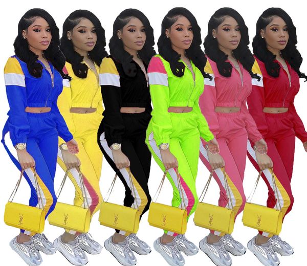 women long sleeves zipper colors patchwork sports casual club party tracksuit two piece pants sets 6 colors 6 sizes, White
women long sleeves zipper colors patchwork sports casual club party tracksuit two piece pants sets 6 colors 6 sizes, White