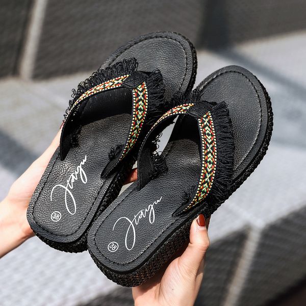 slippers weibate women's outdoor flip-flops casual trend flip-fed woven tassel beach shoes boho style non-slip, Black
slippers weibate women's outdoor flip-flops casual trend flip-fed woven tassel beach shoes boho style non-slip, Black