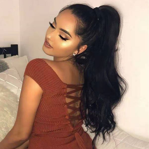 clip in ponytail hair extensions remy human hair black 20inch one piece wrap around real hairpiece long natural wavy, 20"-140g jet blac
clip in ponytail hair extensions remy human hair black 20inch one piece wrap around real hairpiece long natural wavy, 20"-140g jet blac