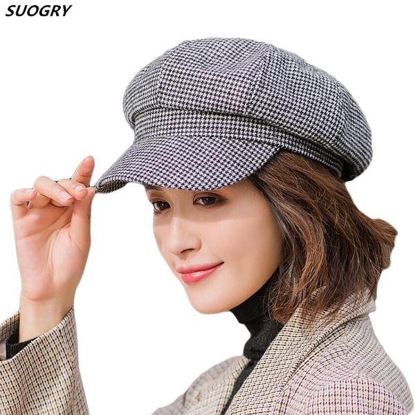 2019 new winter houndstooth berets for women french style women's warm wool hat retro wide brim hats newsboy female berets caps, Blue;gray
2019 new winter houndstooth berets for women french style women's warm wool hat retro wide brim hats newsboy female berets caps, Blue;gray
