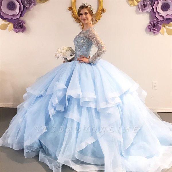 lighk sky blue long sleeve princess quinceanera dresses ball gown tulle skirt bling sequined keyhole backless with corset sweet 16 robe, Blue;red
lighk sky blue long sleeve princess quinceanera dresses ball gown tulle skirt bling sequined keyhole backless with corset sweet 16 robe, Blue;red