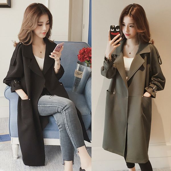 2019 spring and autumn new large size women's dress fat mm black windbreaker female middle and long style mp214, Tan;black
2019 spring and autumn new large size women's dress fat mm black windbreaker female middle and long style mp214, Tan;black