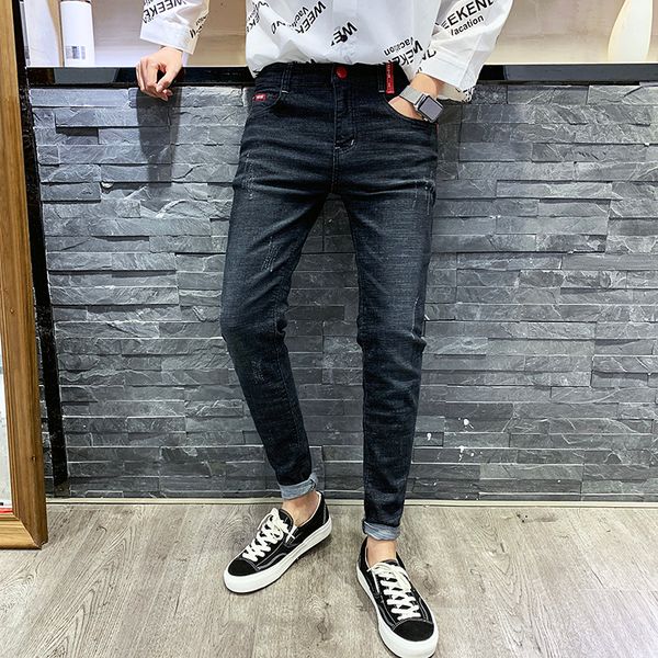 black jeans, men's elastic pants, men's leggings, straight-tube casual pants, korean style. 2019, Blue
black jeans, men's elastic pants, men's leggings, straight-tube casual pants, korean style. 2019, Blue