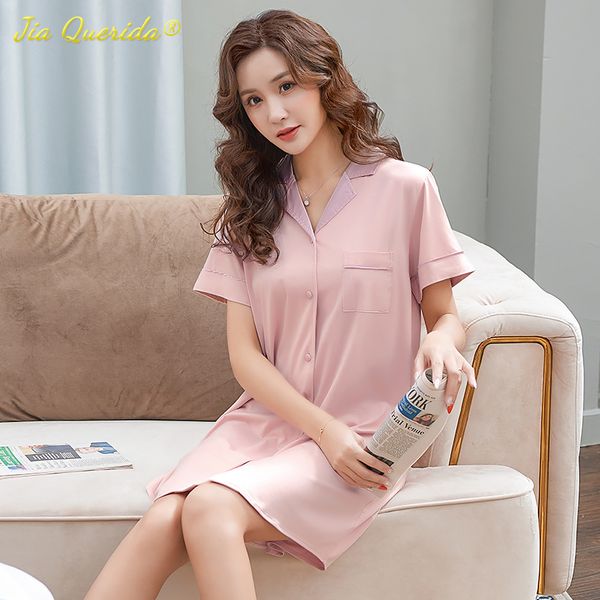 womens nightgown sleepwear cotton+viscose skin friendly night dress luxury satin silk collar pink dressing gown plus size women, Black;red
womens nightgown sleepwear cotton+viscose skin friendly night dress luxury satin silk collar pink dressing gown plus size women, Black;red