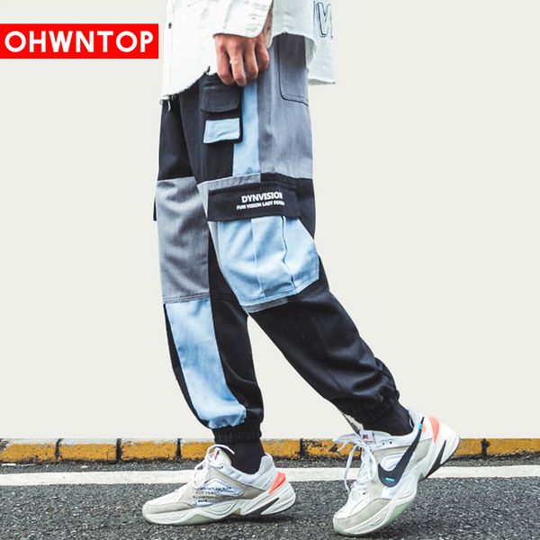 side multi pockets color block patchwork cargo harem joggers pants hip hop harajuku casual streetwear sweatpants trousers men, Black
side multi pockets color block patchwork cargo harem joggers pants hip hop harajuku casual streetwear sweatpants trousers men, Black