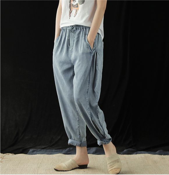summer jeans fashion women elastic waist loose denim pants new female casual pocket bowtie mori girl denim trousers 2019, Blue
summer jeans fashion women elastic waist loose denim pants new female casual pocket bowtie mori girl denim trousers 2019, Blue