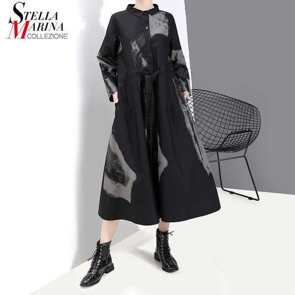 new 2019 korean style women autumn long sleeve black retro shirt dress tie-dyed lady large size printed dress robe femme 5458, Black;pink
new 2019 korean style women autumn long sleeve black retro shirt dress tie-dyed lady large size printed dress robe femme 5458, Black;pink