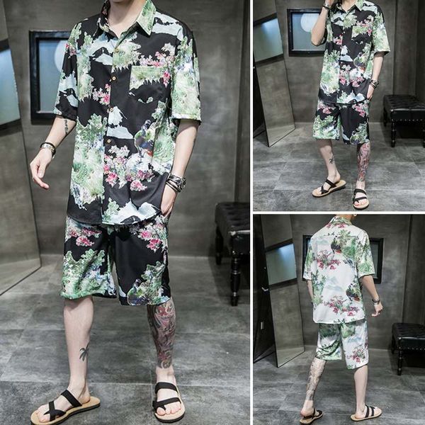 men's tracksuits incerun men summer holiday sets man vintage printed hawaiian suits 2 pieces short sleeve lapel shirts elastic shorts s, Gray
men's tracksuits incerun men summer holiday sets man vintage printed hawaiian suits 2 pieces short sleeve lapel shirts elastic shorts s, Gray