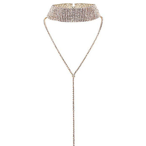 multi-rows rhinestones choker necklace round neck long sweater pendant adjustable necklace jewelry for ladies, Silver
multi-rows rhinestones choker necklace round neck long sweater pendant adjustable necklace jewelry for ladies, Silver