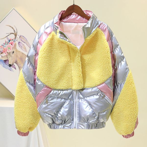 new cotton-padded coat winter clothes for women with loose female velvet stitching bump color down-padded jacket bright parkas, Black
new cotton-padded coat winter clothes for women with loose female velvet stitching bump color down-padded jacket bright parkas, Black