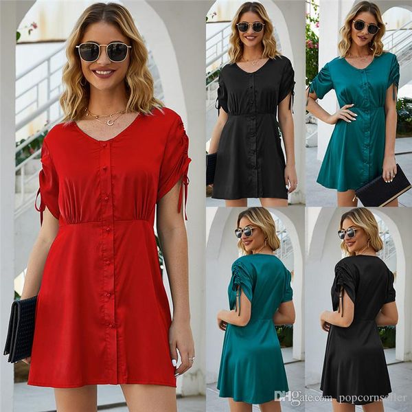 20ss women designer dresses fashion casual v neck short sleeve single breasted slim dresses new arrival womens clothing, White;black
20ss women designer dresses fashion casual v neck short sleeve single breasted slim dresses new arrival womens clothing, White;black