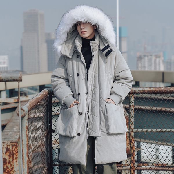 winter down jacket men's warm thick fashion parka men solid color casual fur collar hooded coat man wild loose long coat male, Black
winter down jacket men's warm thick fashion parka men solid color casual fur collar hooded coat man wild loose long coat male, Black